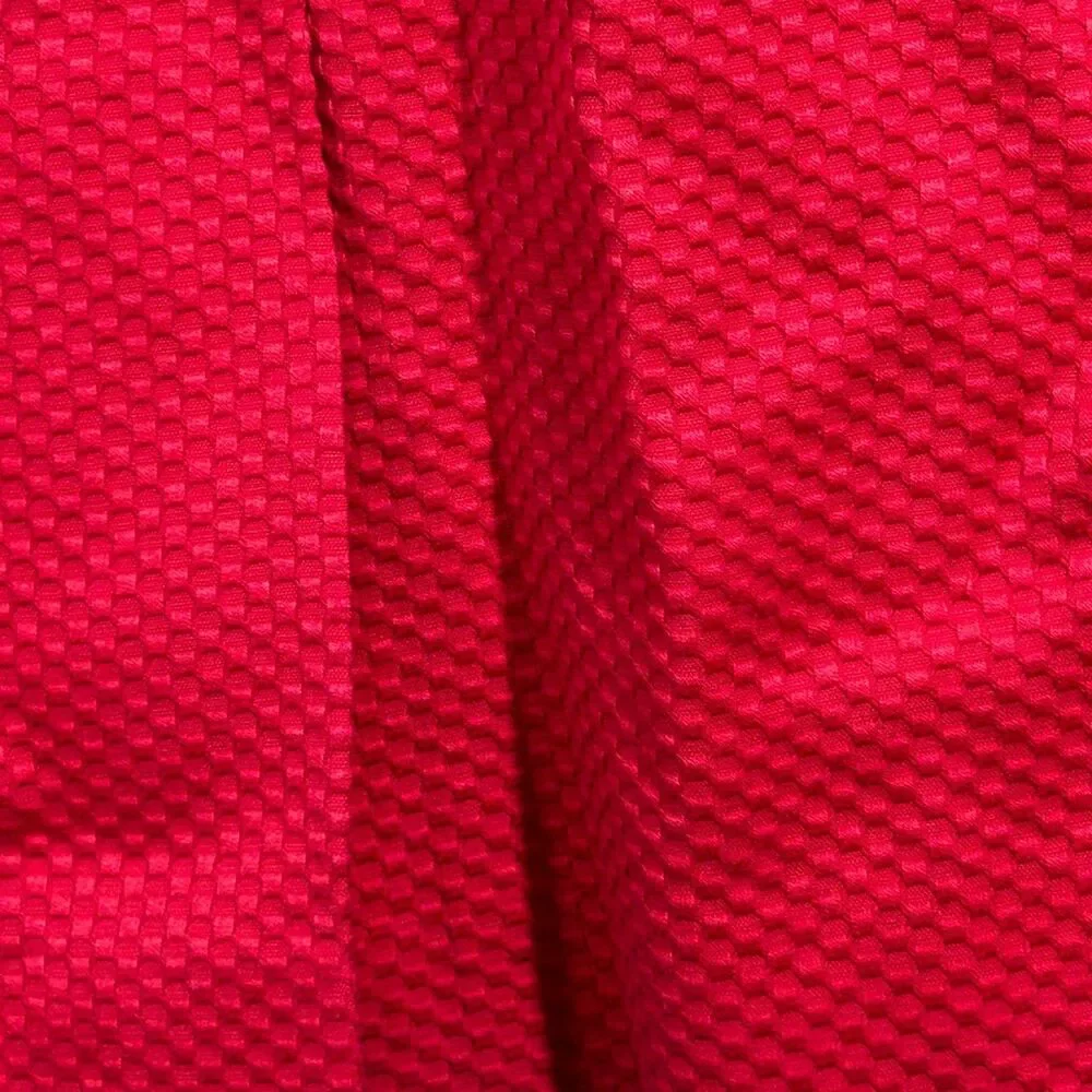 Le Suit Skirt Set Womens Petite 6P Red Textured Button Puff Sleeve Jacket Skirt